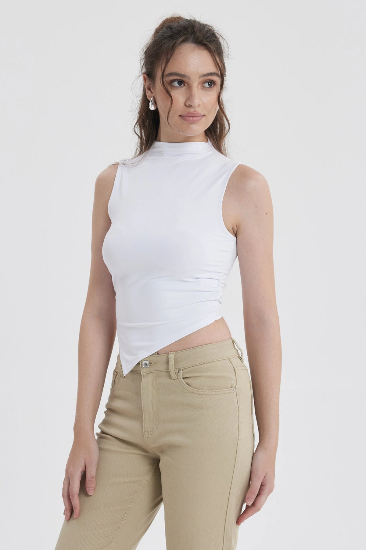 Polera Mujer Basta Asimétrica Blanco