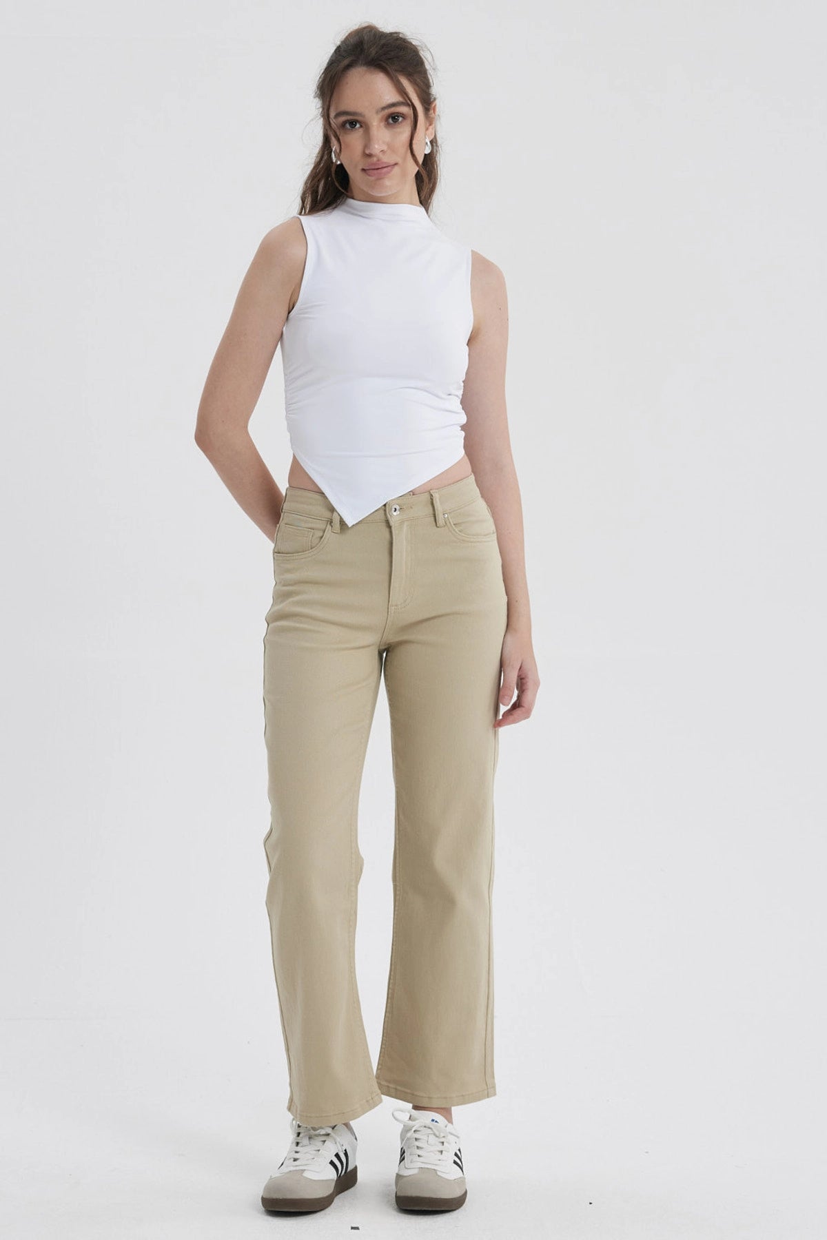 Polera Mujer Basta Asimétrica Blanco