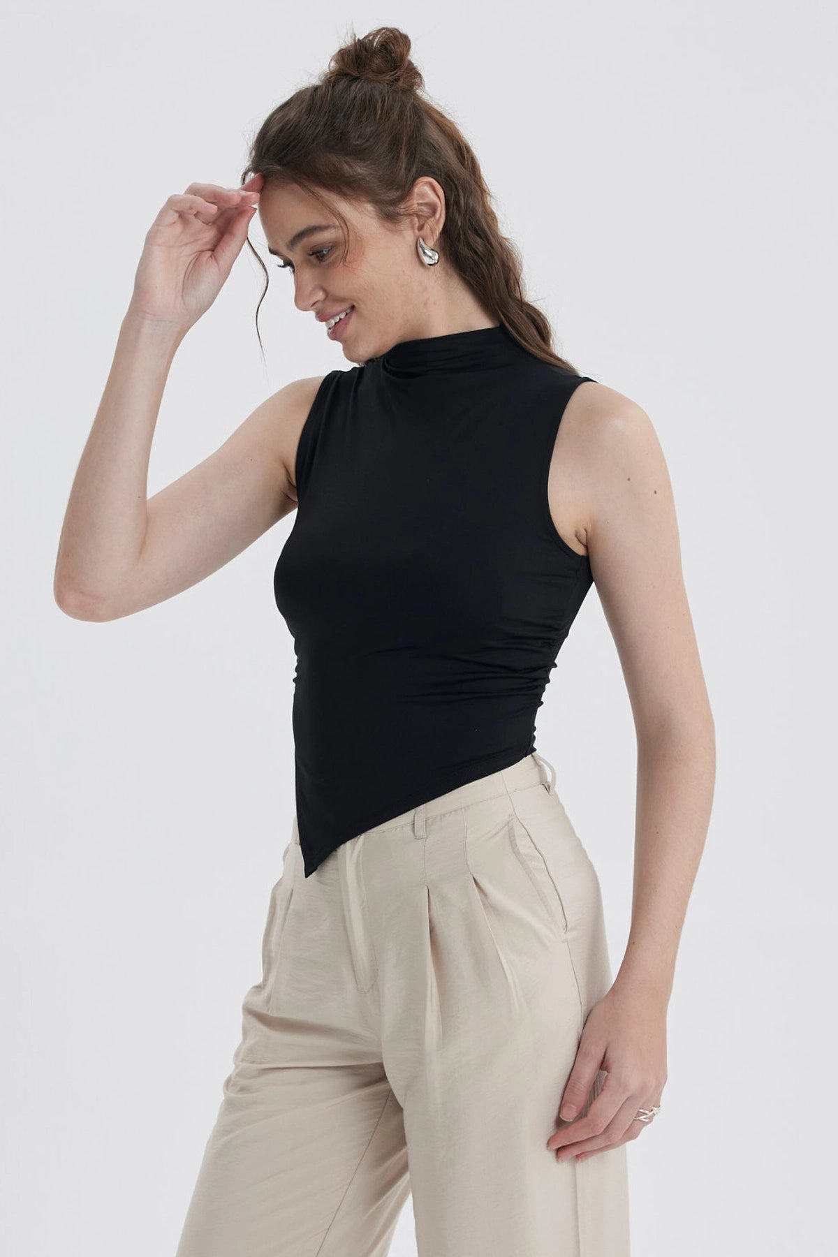 Polera Mujer Basta Asimétrica Negro