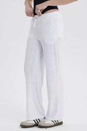 Pantalón Mujer Textura Rulé Blanco