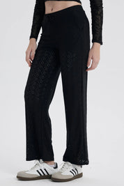 Pantalón Mujer Textura Rulé Negro