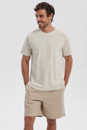 Polera Hombre Básica Con Bolsillo Beige