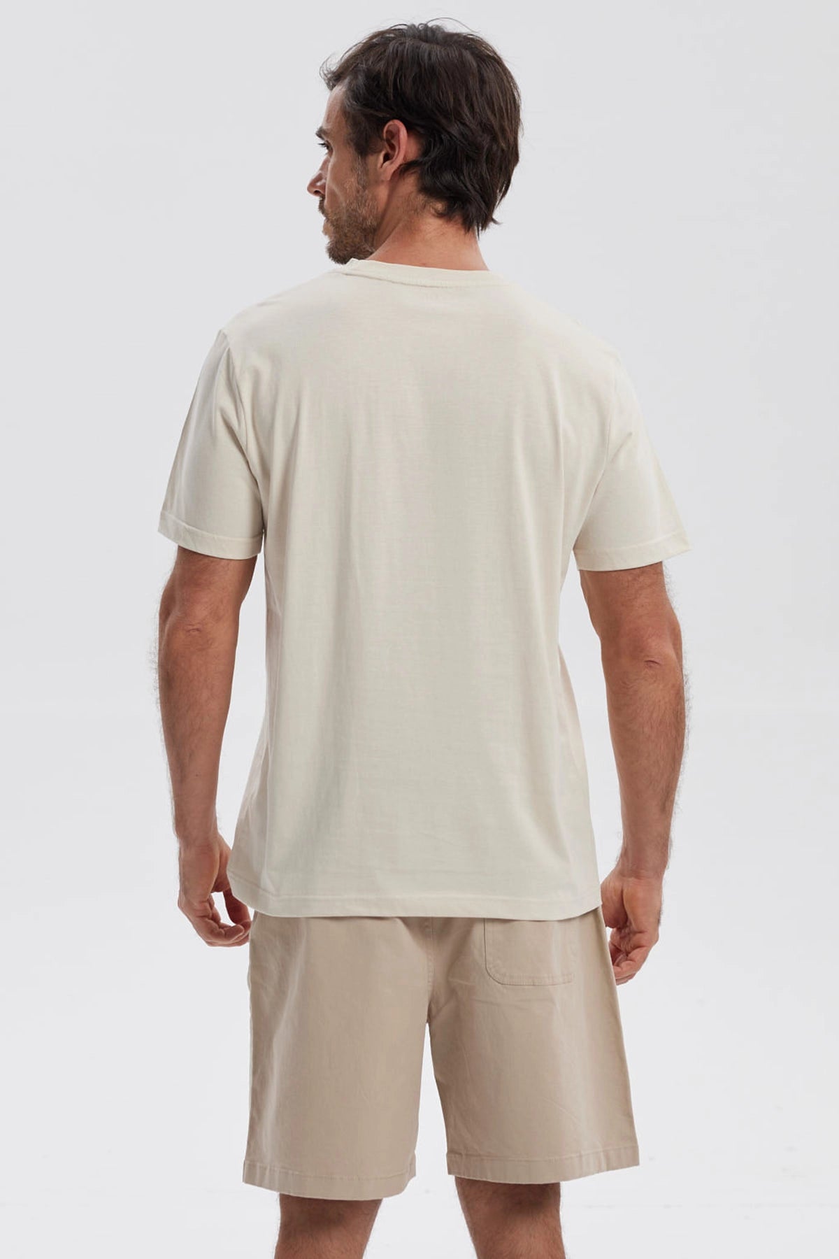 Polera Hombre Básica Con Bolsillo Beige