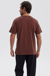 Polera Hombre Básica Con Bolsillo Café Oscuro