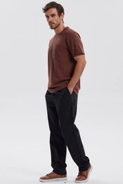 Polera Hombre Básica Con Bolsillo Café Oscuro