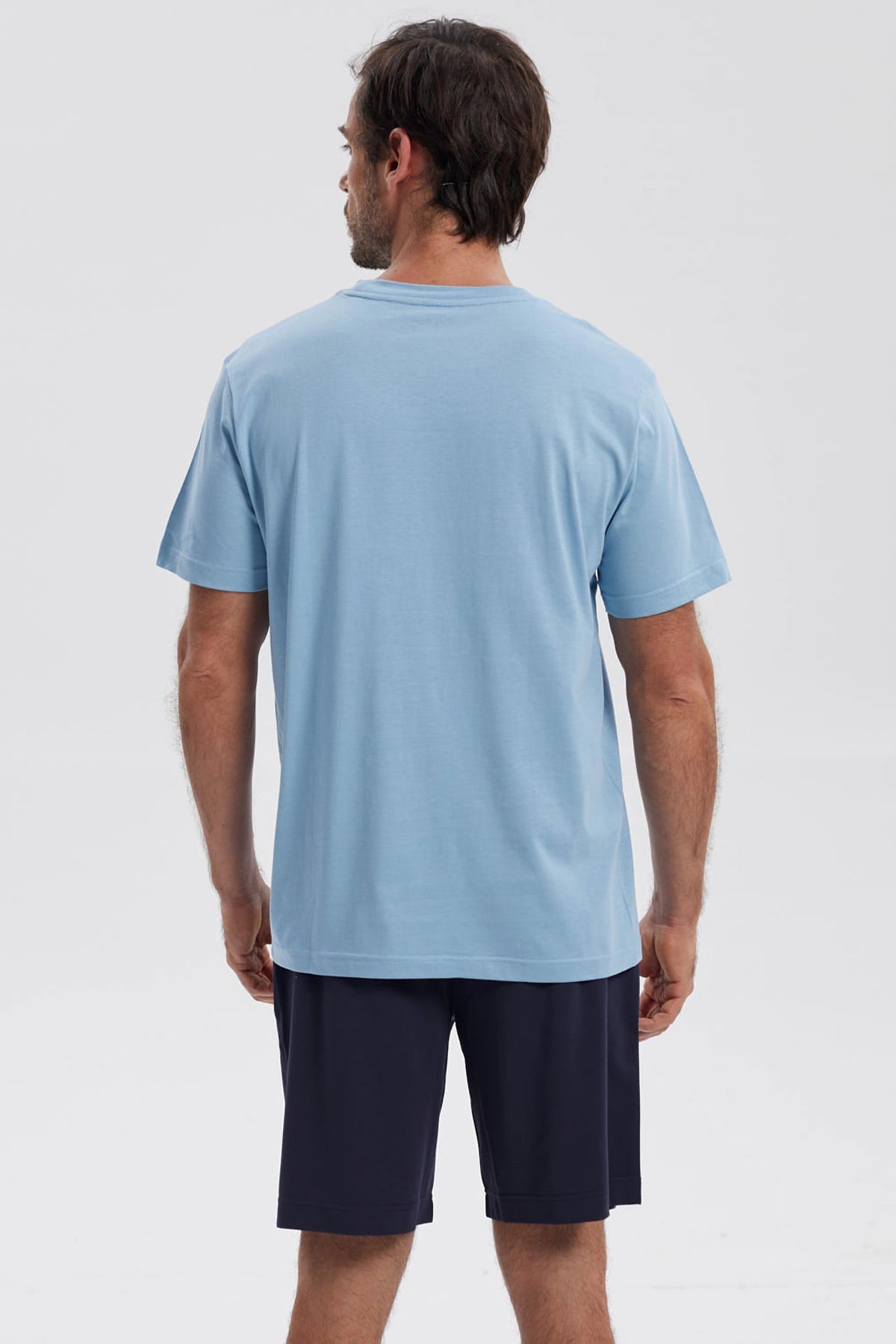 Polera Hombre Básica Con Bolsillo Celeste Claro