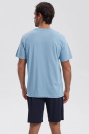 Polera Hombre Básica Con Bolsillo Celeste Claro