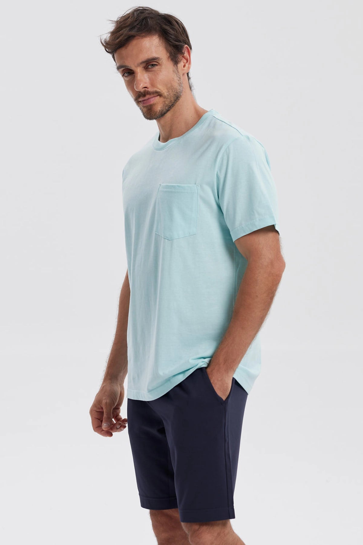 Polera Hombre Básica Con Bolsillo Verde Claro