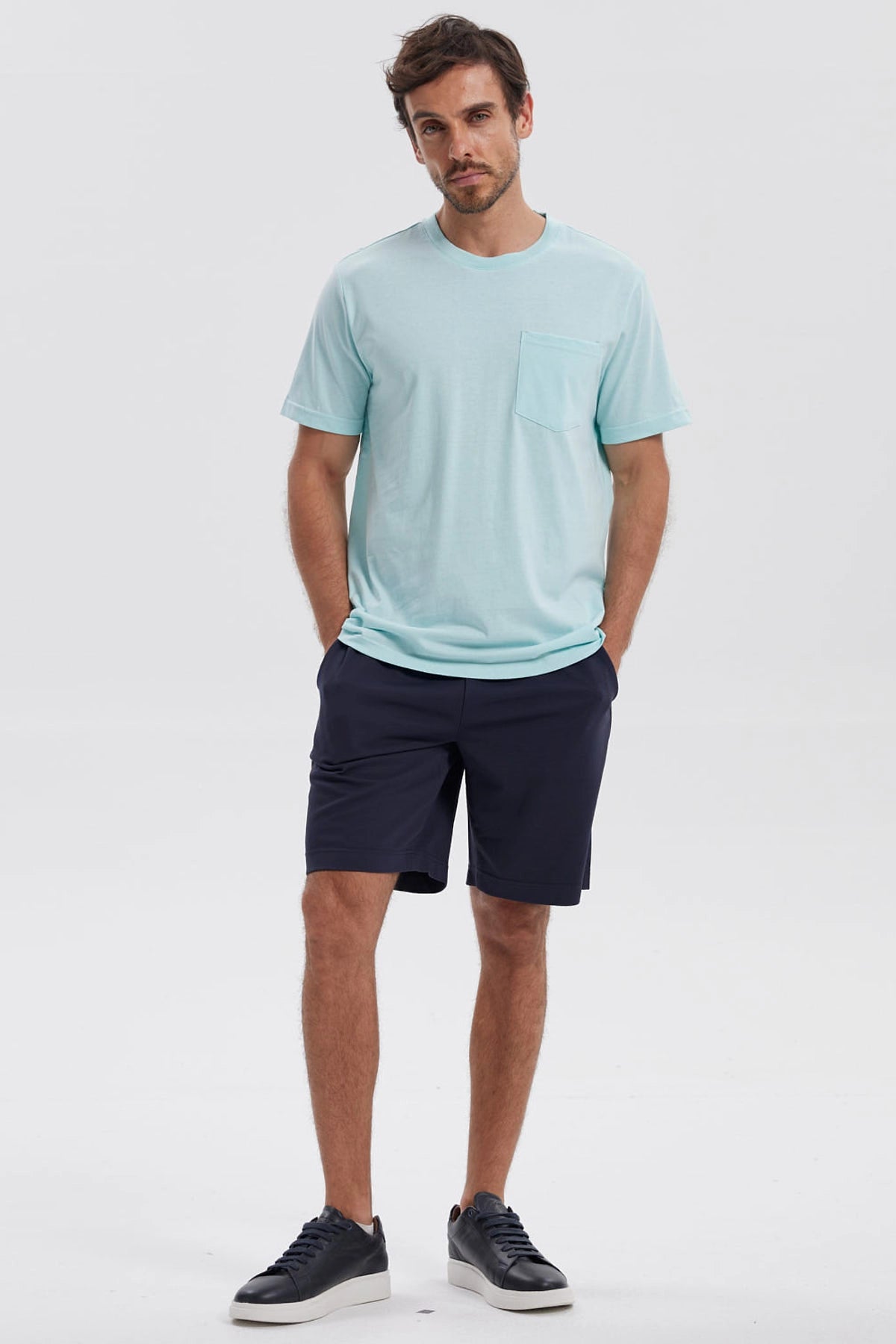 Polera Hombre Básica Con Bolsillo Verde Claro