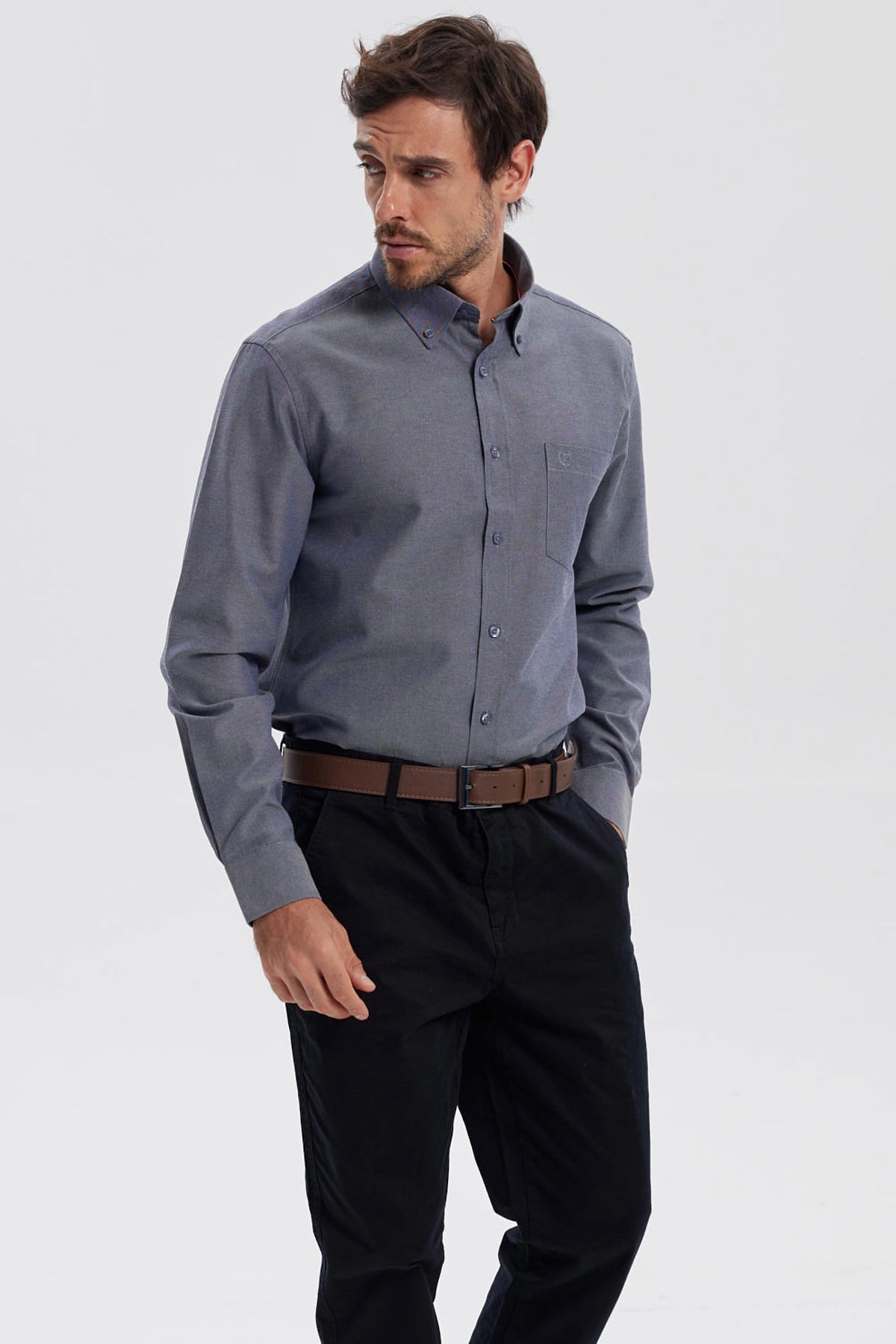 Camisa Hombre Oxford Azul