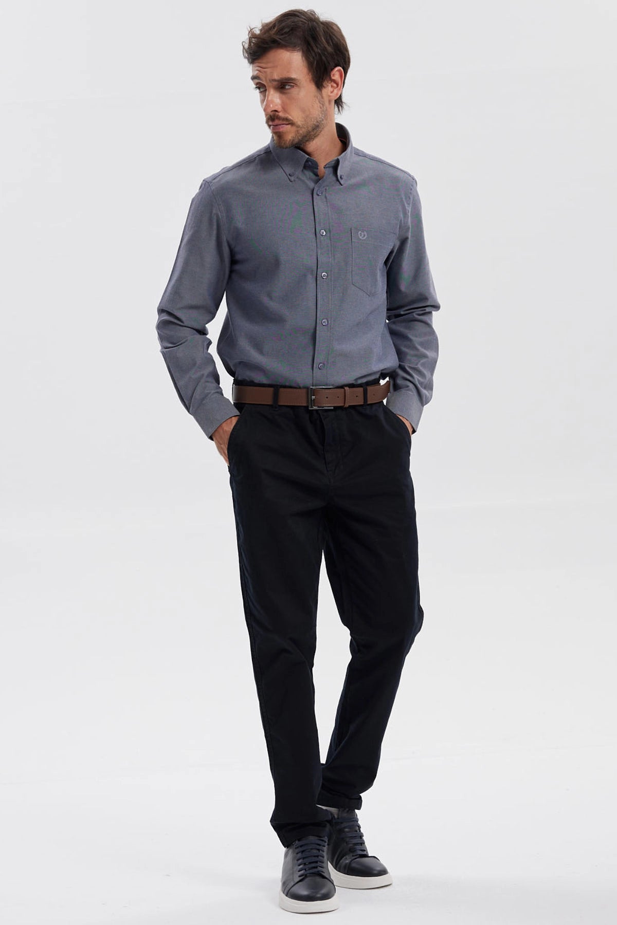 Camisa Hombre Oxford Azul