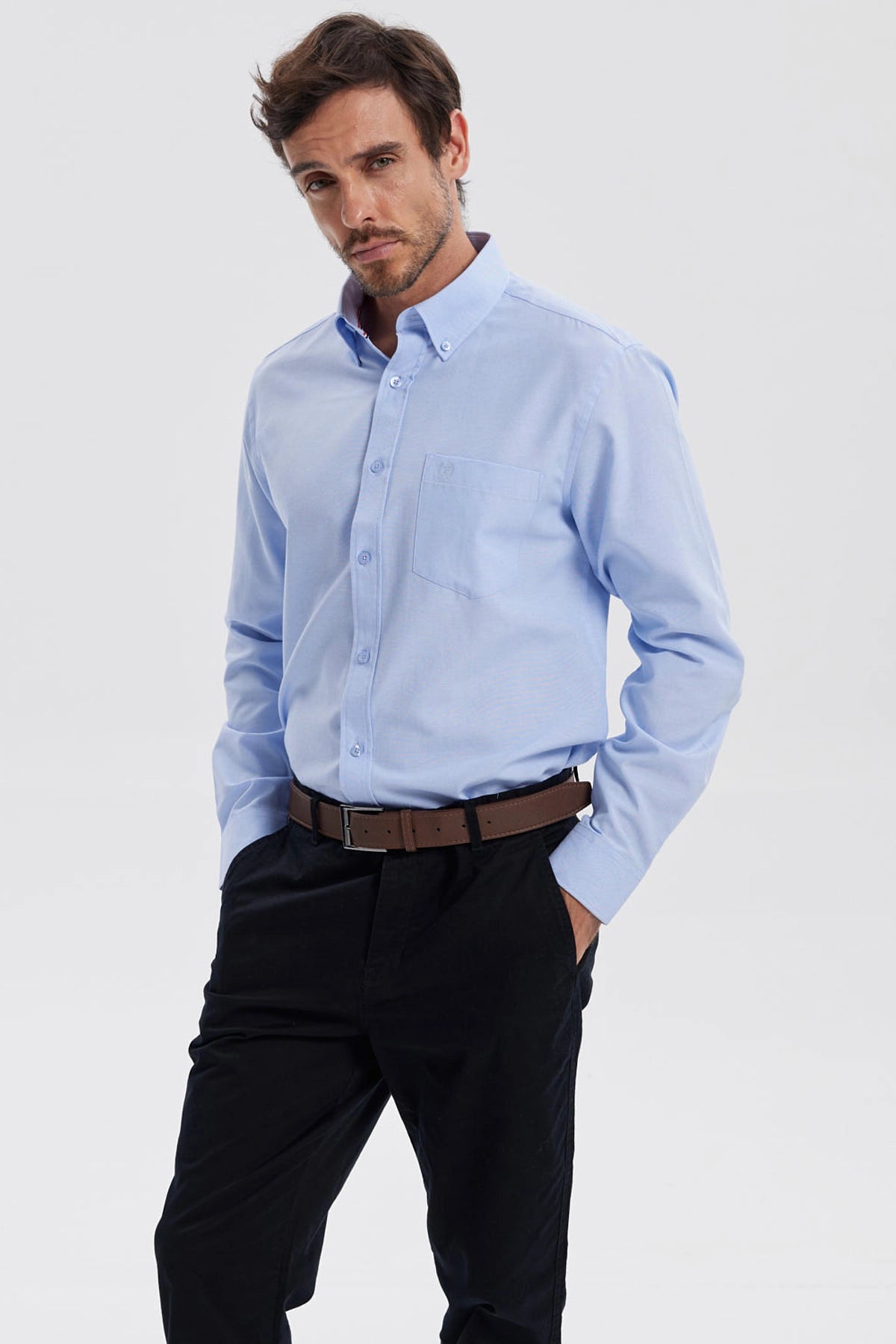 Camisa Hombre Oxford Celeste