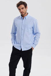 Camisa Hombre Oxford Celeste