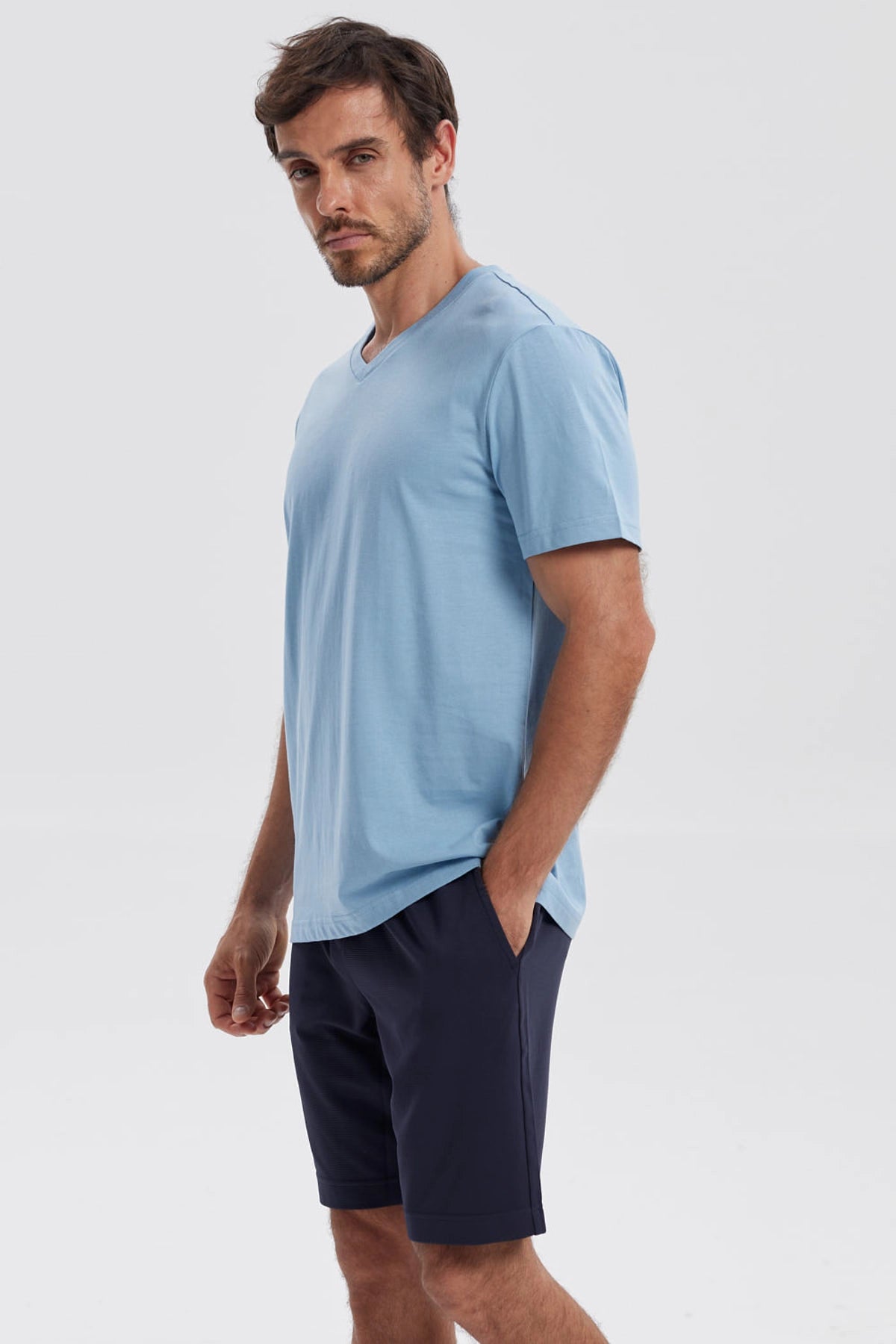 Polera Hombre Básica Celeste Claro