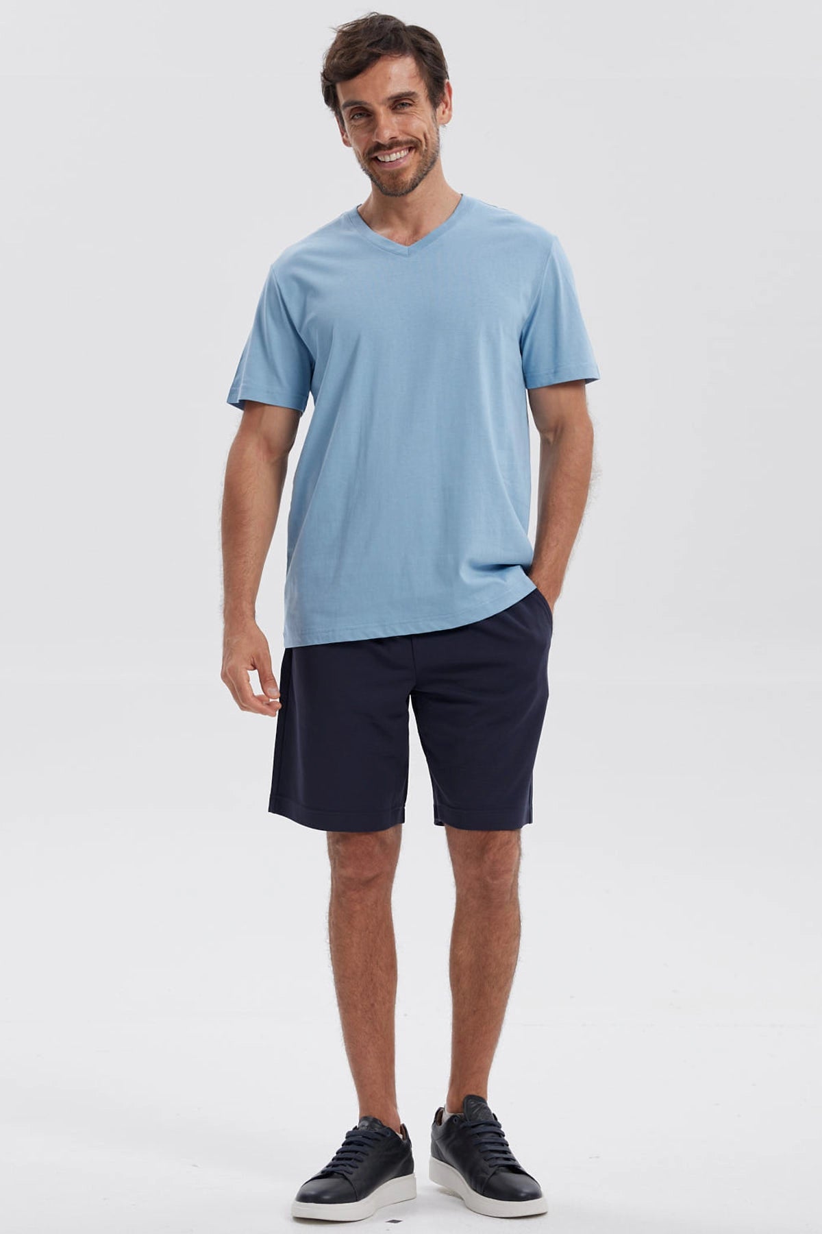 Polera Hombre Básica Celeste Claro