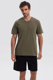 Polera Hombre Básica Verde Militar