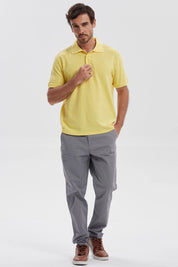 Polera Hombre Pique Básica Lisa Amarillo