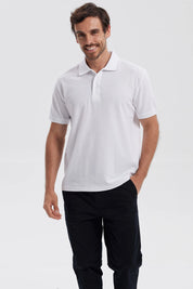 Polera Hombre Pique Básica Lisa Blanco