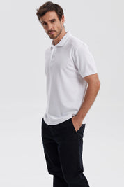 Polera Hombre Pique Básica Lisa Blanco