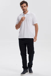 Polera Hombre Pique Básica Lisa Blanco