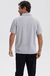 Polera Hombre Pique Básica Lisa Gris Melange