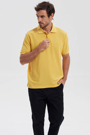 Polera Hombre Pique Básica Lisa Naranjo