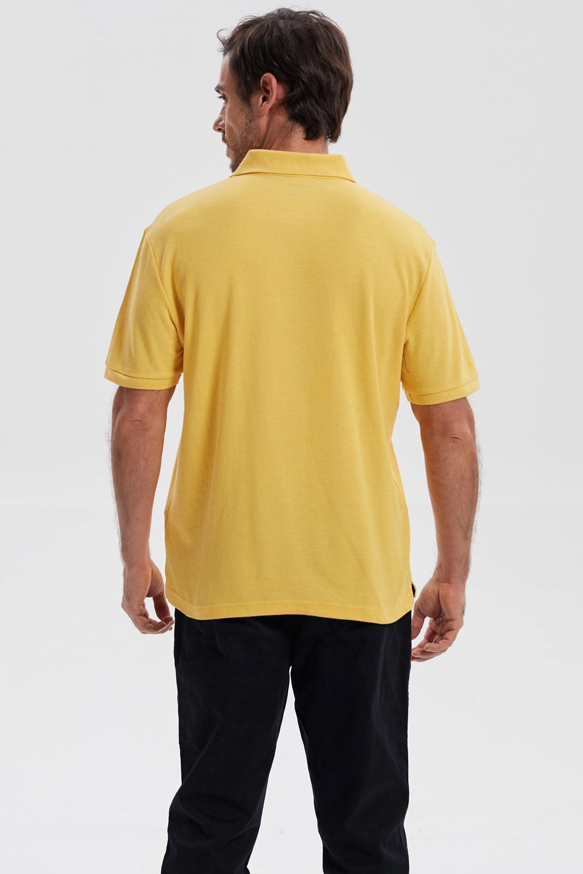 Polera Hombre Pique Básica Lisa Naranjo