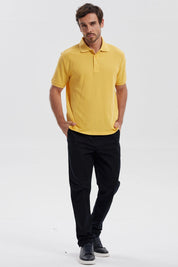 Polera Hombre Pique Básica Lisa Naranjo