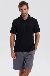 Polera Hombre Pique Básica Lisa Negro