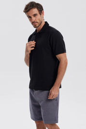 Polera Hombre Pique Básica Lisa Negro