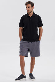 Polera Hombre Pique Básica Lisa Negro