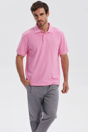 Polera Hombre Pique Básica Lisa Rosado