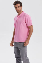 Polera Hombre Pique Básica Lisa Rosado