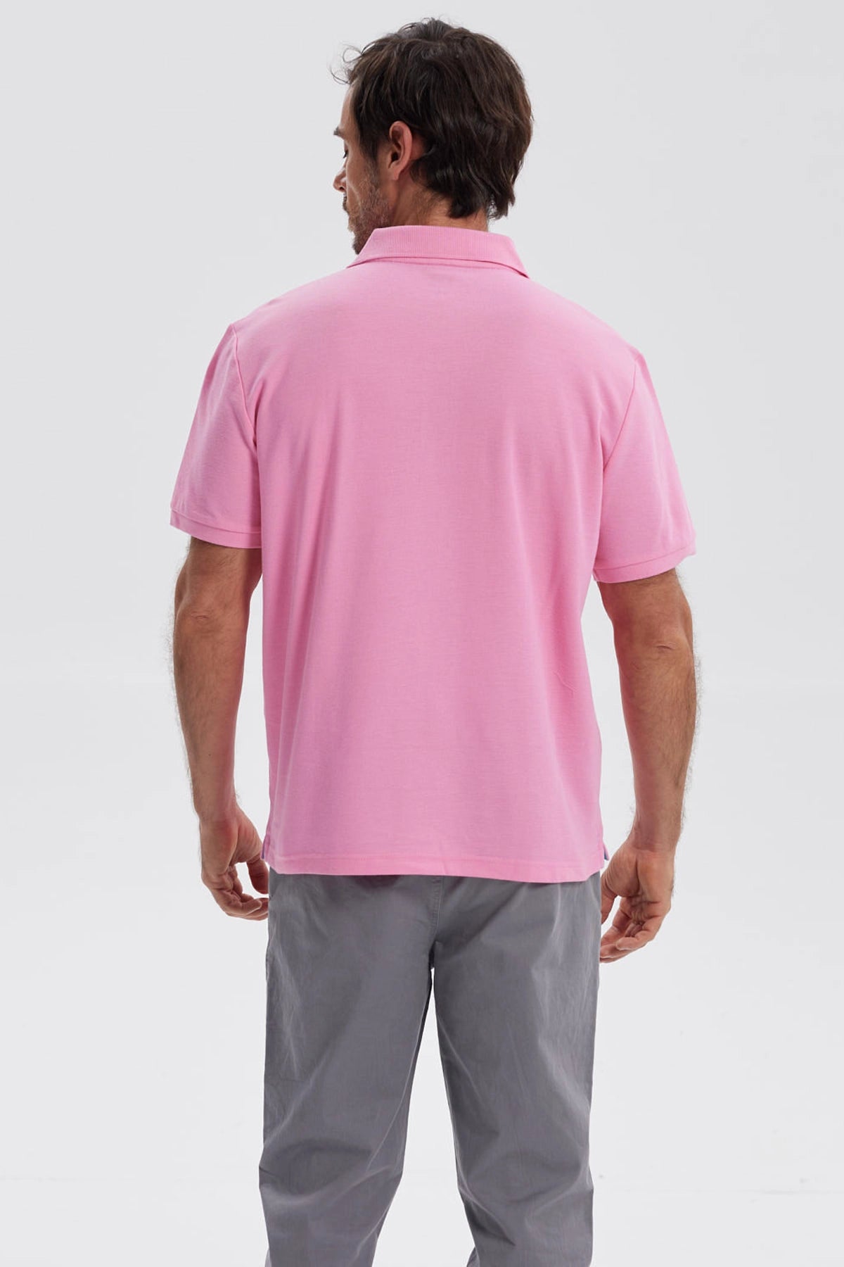 Polera Hombre Pique Básica Lisa Rosado