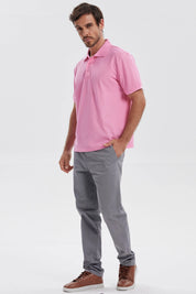 Polera Hombre Pique Básica Lisa Rosado
