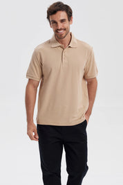 Polera Hombre Pique Básica Lisa Kaki