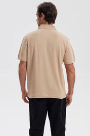 Polera Hombre Pique Básica Lisa Kaki