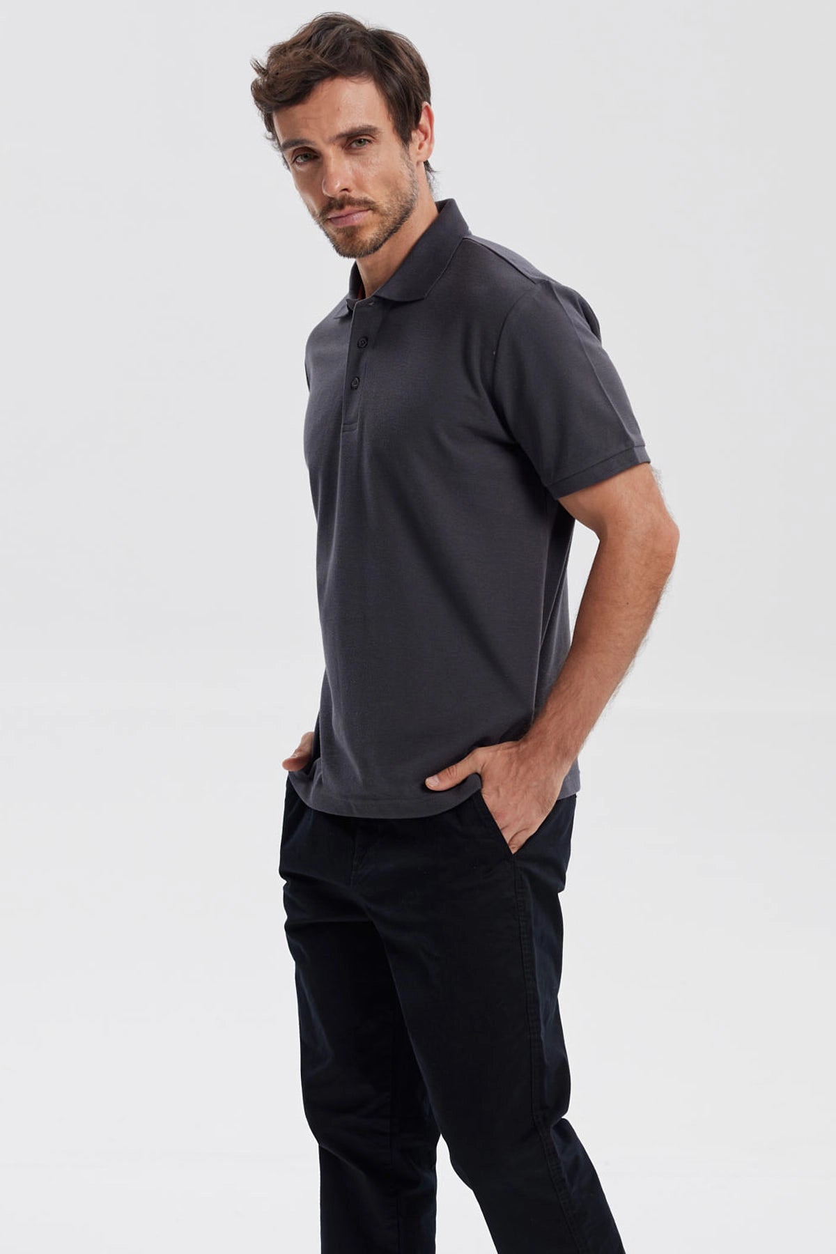 Polera Hombre Pique Básica Lisa Marengo