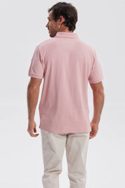 Polera Hombre Pique Básica Lisa Palo Rosa
