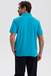Polera Hombre Pique Básica Lisa Turquesa