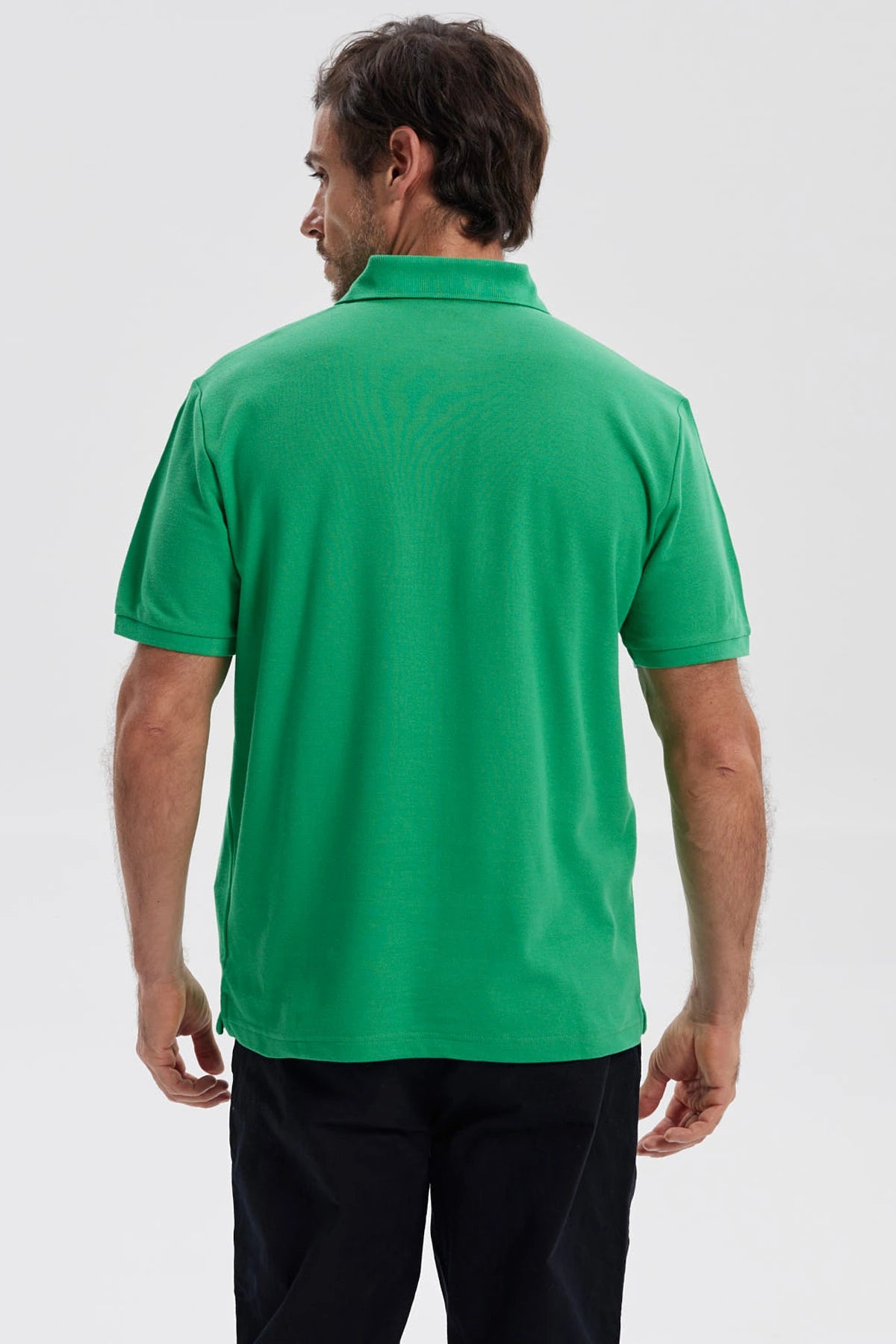 Polera Hombre Pique Básica Lisa Verde