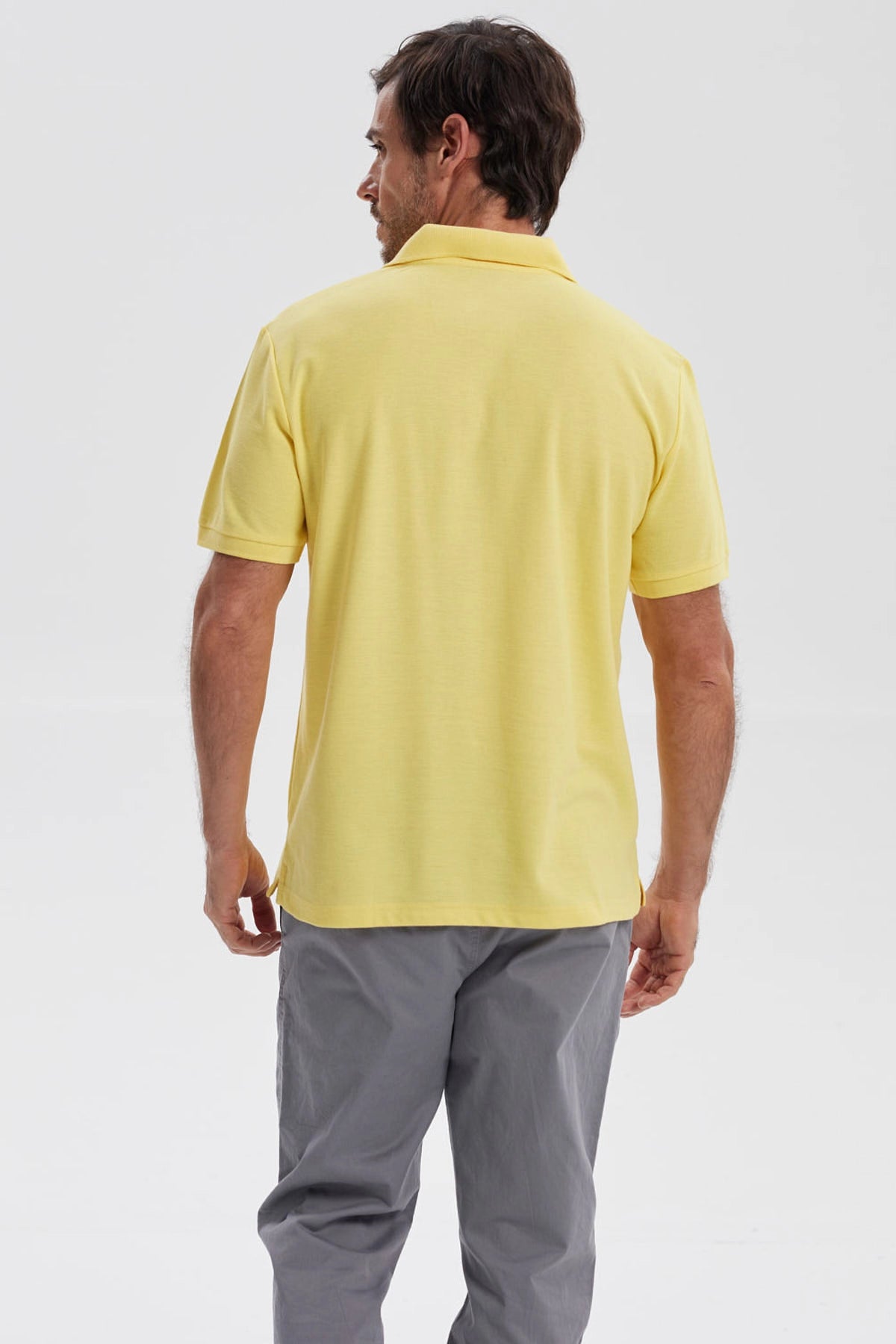 Polera Hombre Pique Básica Lisa Amarillo