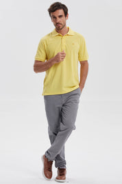 Polera Hombre Pique Básica Lisa Amarillo