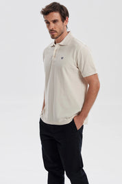 Polera Hombre Pique Básica Lisa Beige