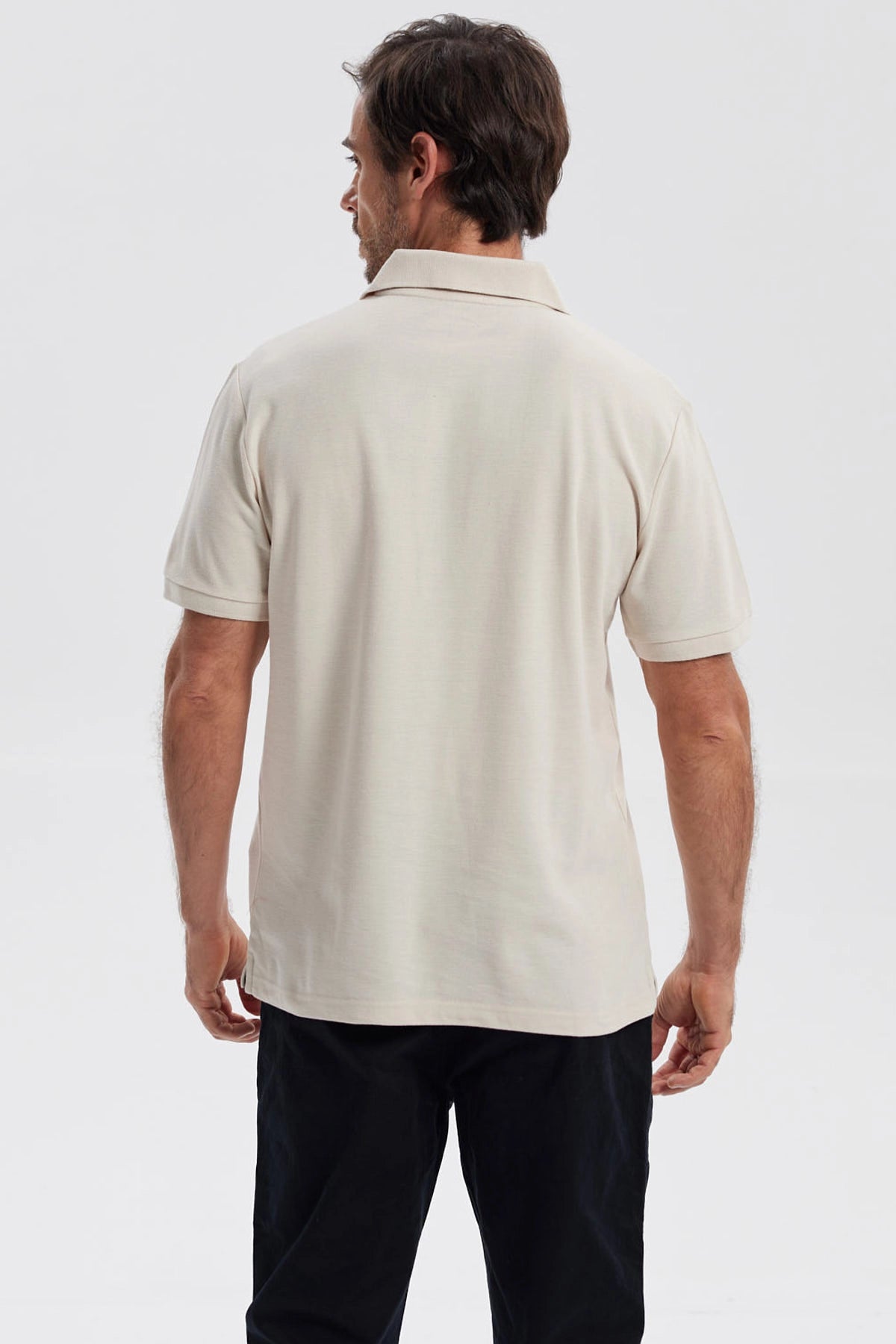 Polera Hombre Pique Básica Lisa Beige