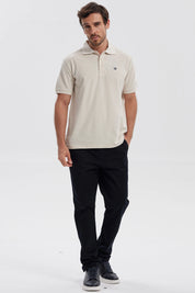 Polera Hombre Pique Básica Lisa Beige