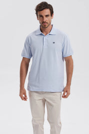 Polera Hombre Pique Básica Lisa Celeste