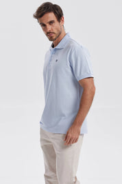 Polera Hombre Pique Básica Lisa Celeste