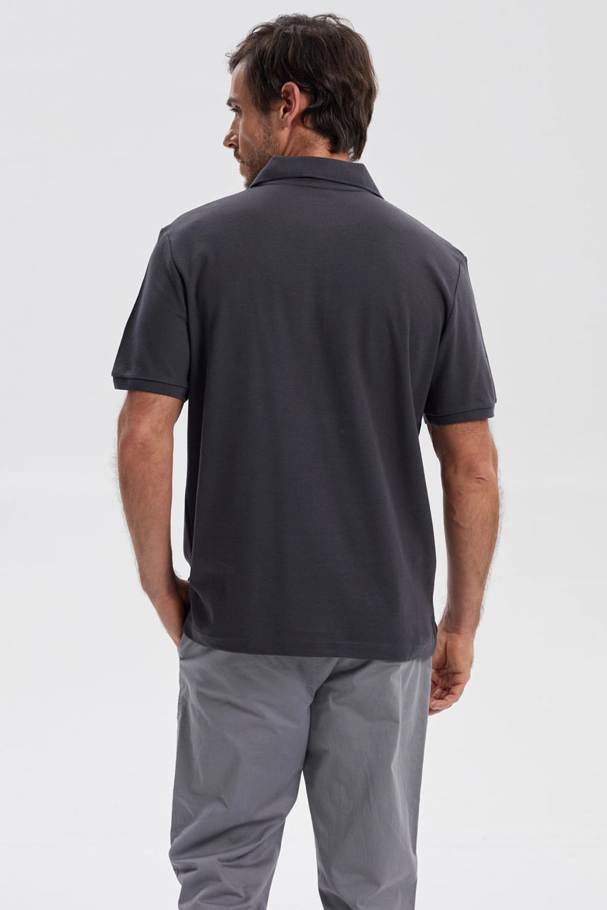 Polera Hombre Pique Básica Lisa Marengo