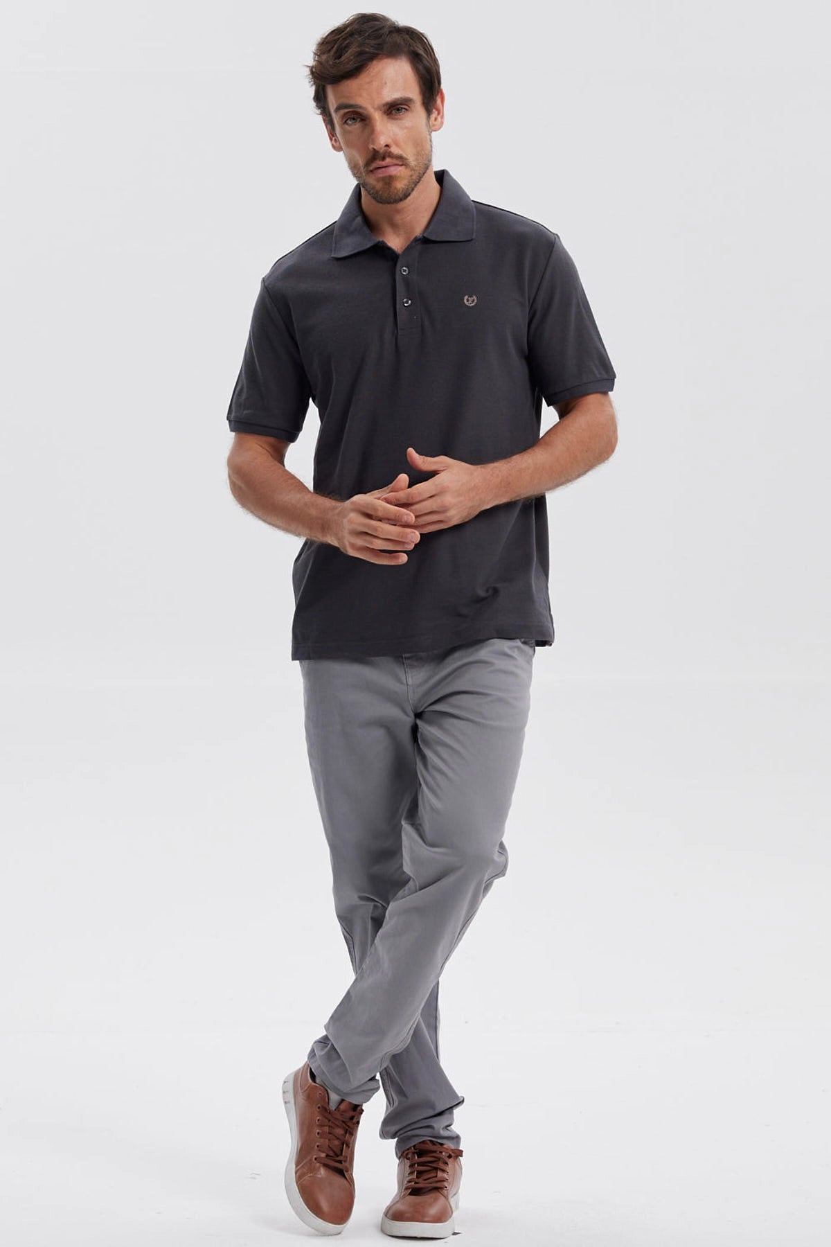 Polera Hombre Pique Básica Lisa Marengo